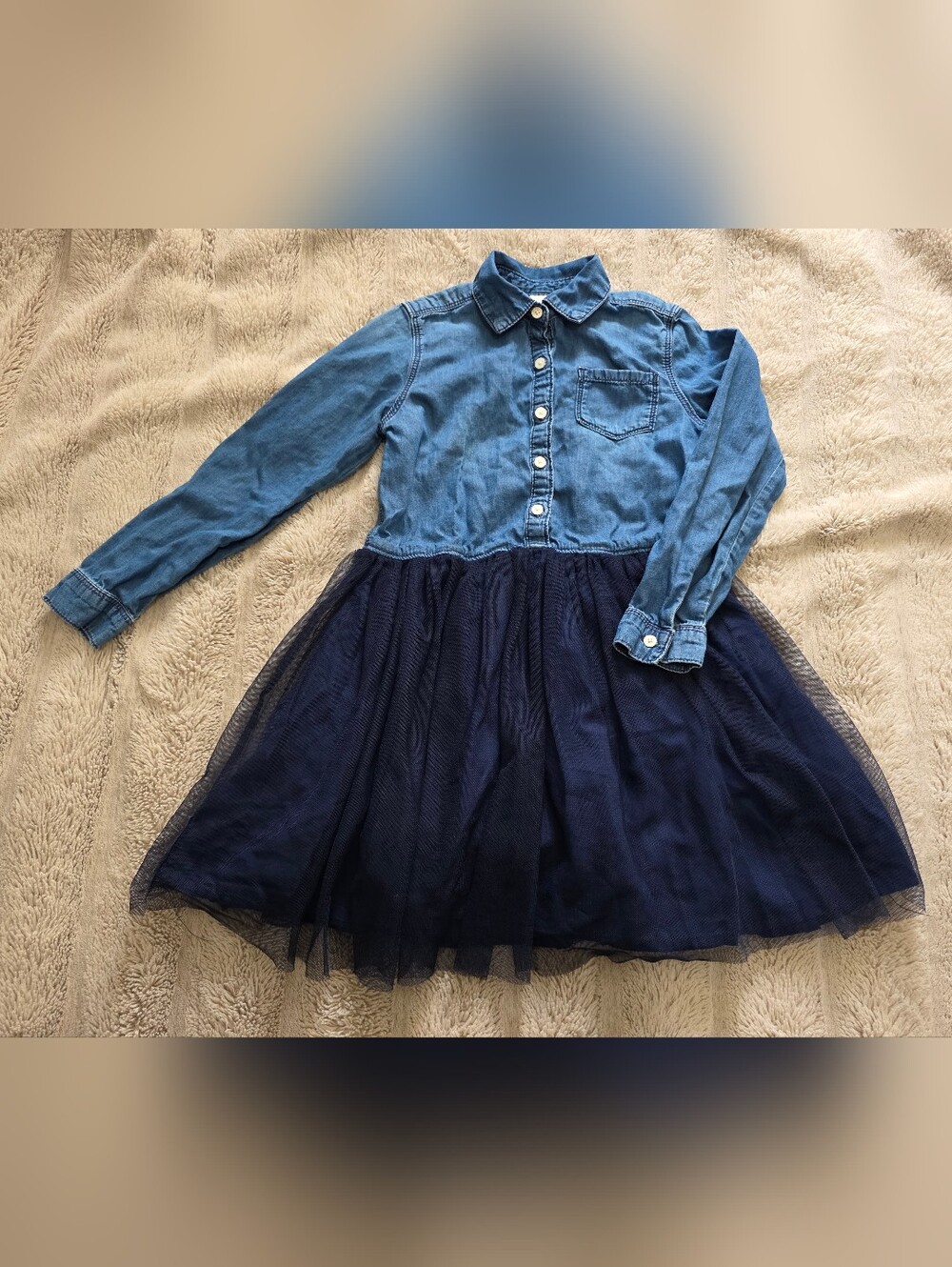 OshKosh B'gosh Blue Denim Top with Navy Tulle Skirt Dress